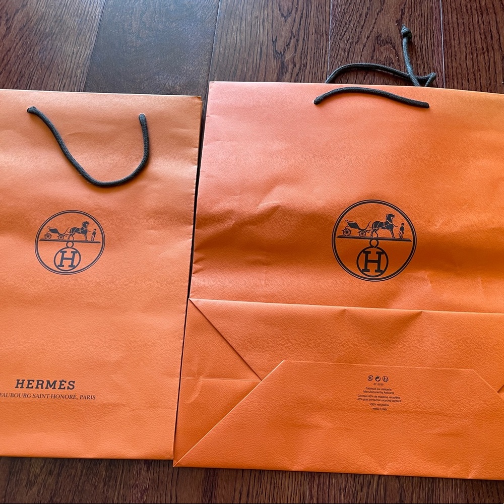 2 hermes shopping bags